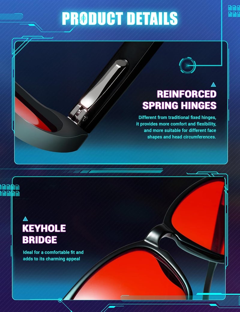 TIJN Sleep Glasses with Blue Green Light Blocking, Red Light Lens for Computer Gaming, Screen Fatigue & UV Protection - Image 4